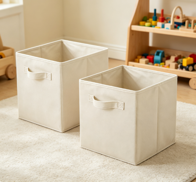 Solid-Color Foldable Fabric Cube Storage Box – Open-Top Organizer for Wardrobe Cubbies - Image 2