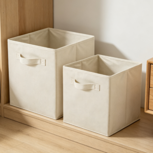 Solid-Color Foldable Fabric Cube Storage Box – Open-Top Organizer for Wardrobe Cubbies