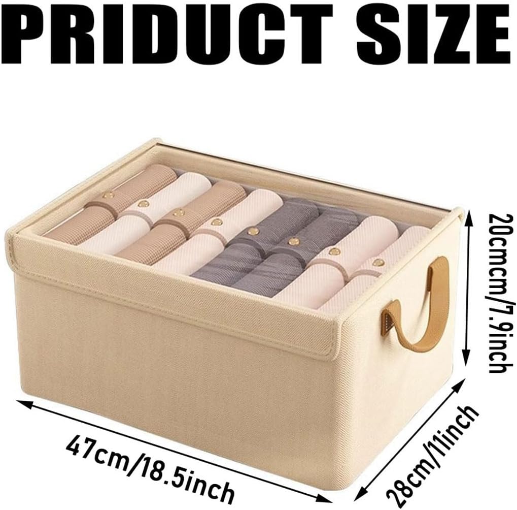4-Piece Set of Collapsible Storage Boxes with Lids (Beige) - Image 2