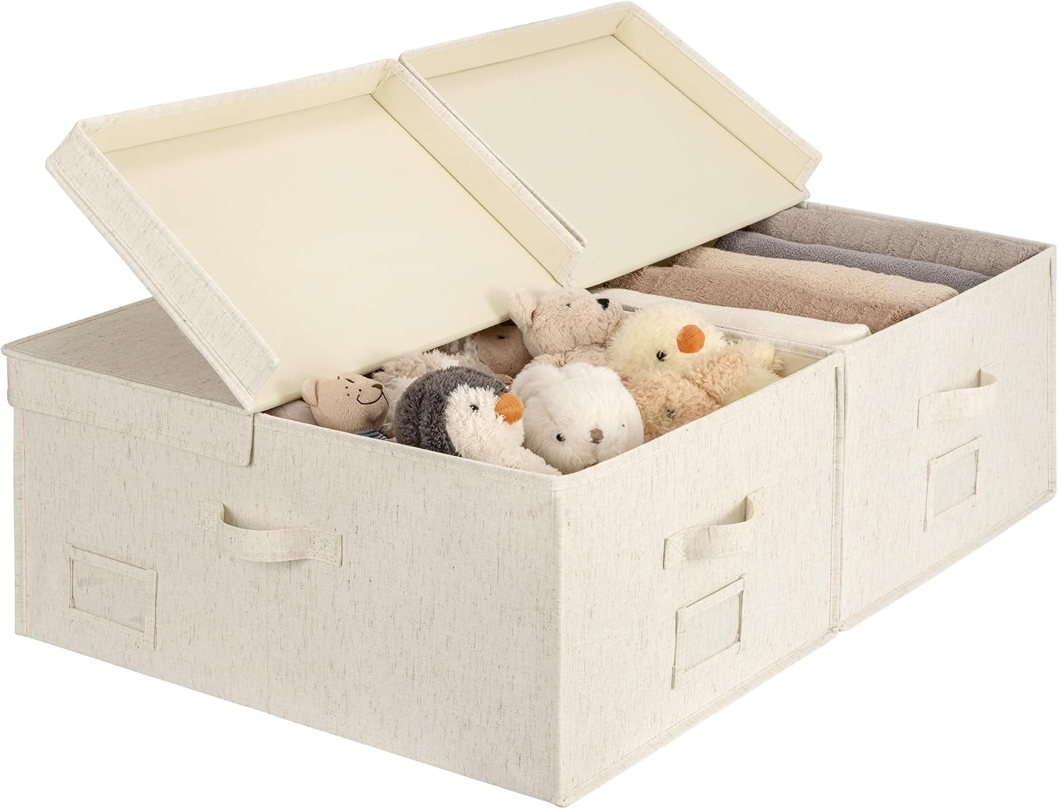 Large Decorative Storage Box with Lid (Rustic Linen Style)