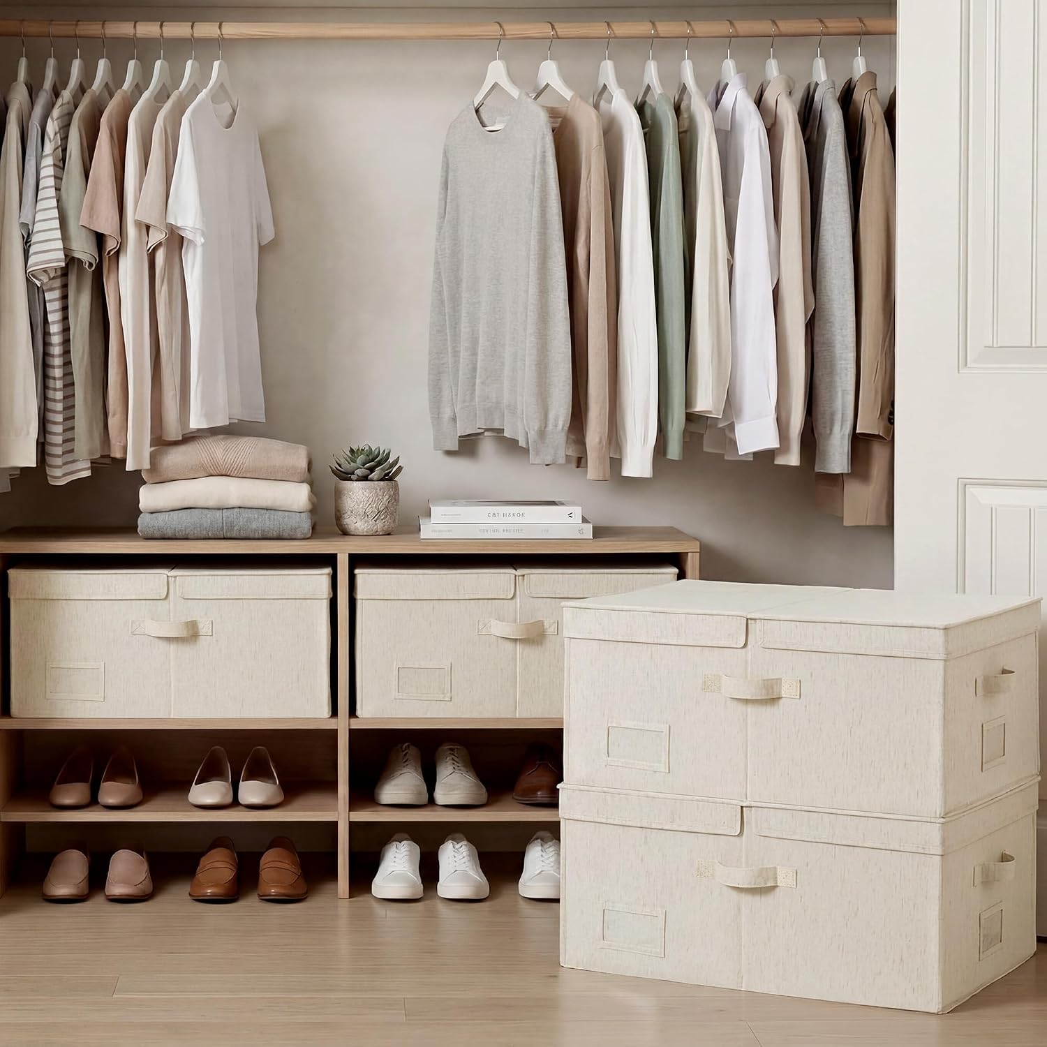 Large Decorative Storage Box with Lid (Rustic Linen Style) - Image 2